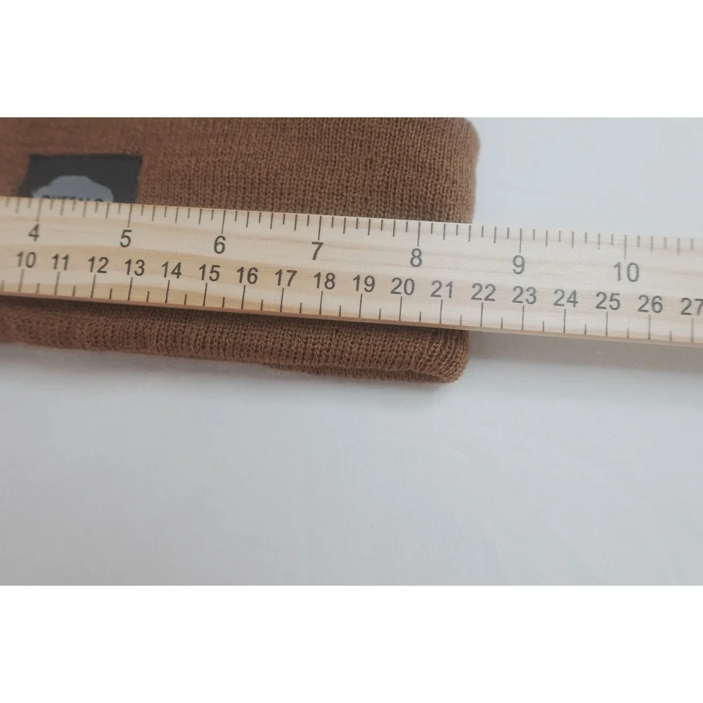 Buffalo Outdoors Brown‎ Knit Cuffed Beanie Hat Logo Patch Unisex Streetwear
